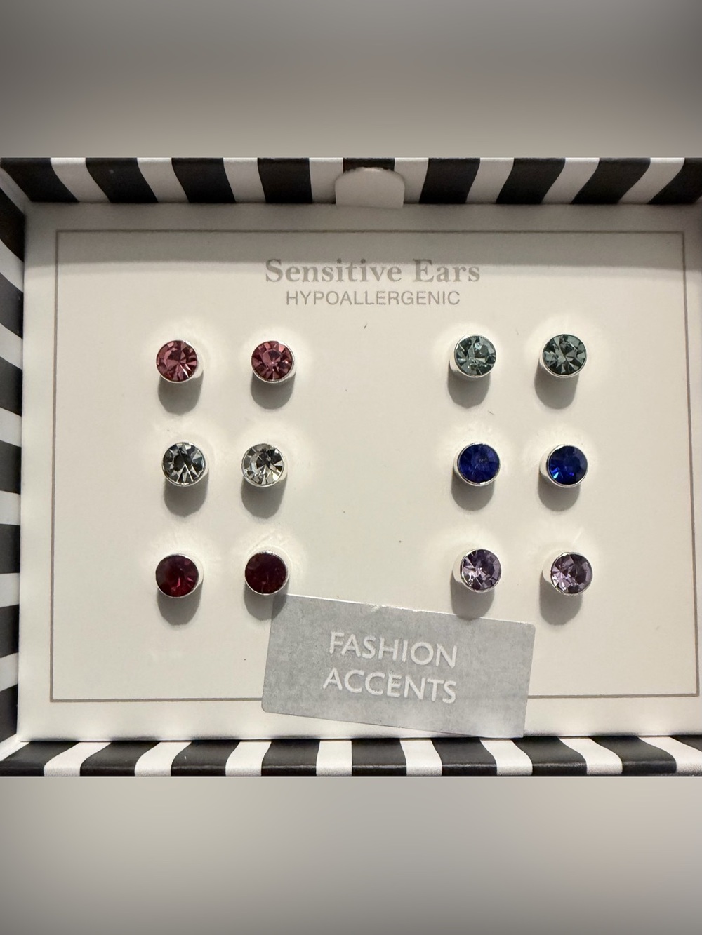 NWT Unbranded Sensitive Ears Hypoallergenic Multi-Color Crystal Stud Earring Set